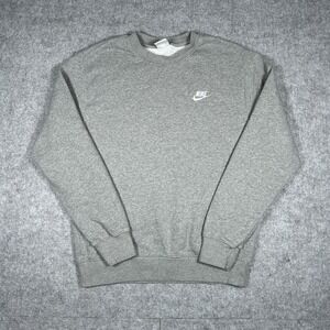 Nike Sweatshirt Mens Size small Grey Crewneck Pullover Swoosh Box Fit Lightweigh